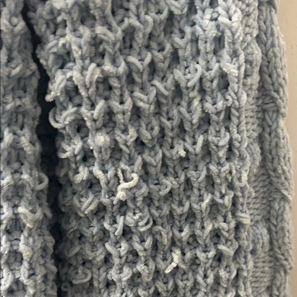 Altar'd State Light Blue Frayed Textured Knit Sweater - Picture 4 of 5